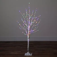 Nearly Natural Pre-Lit Artificial White Birch With 240 Color Changing Led Lights 4 Foot Pre-Lit Birch Christmas Tree