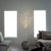 Nearly Natural Pre-Lit Artificial White Birch With 400 Color Changing Led Lights 6 Foot Pre-Lit Birch Christmas Tree