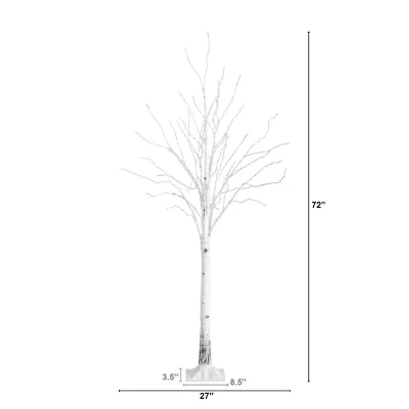 Nearly Natural Pre-Lit Artificial White Birch With 400 Color Changing Led Lights 6 Foot Pre-Lit Birch Christmas Tree