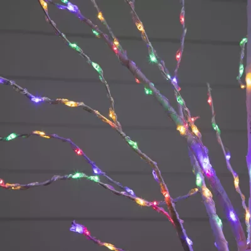 Nearly Natural Pre-Lit Artificial White Birch With 400 Color Changing Led Lights 6 Foot Pre-Lit Birch Christmas Tree