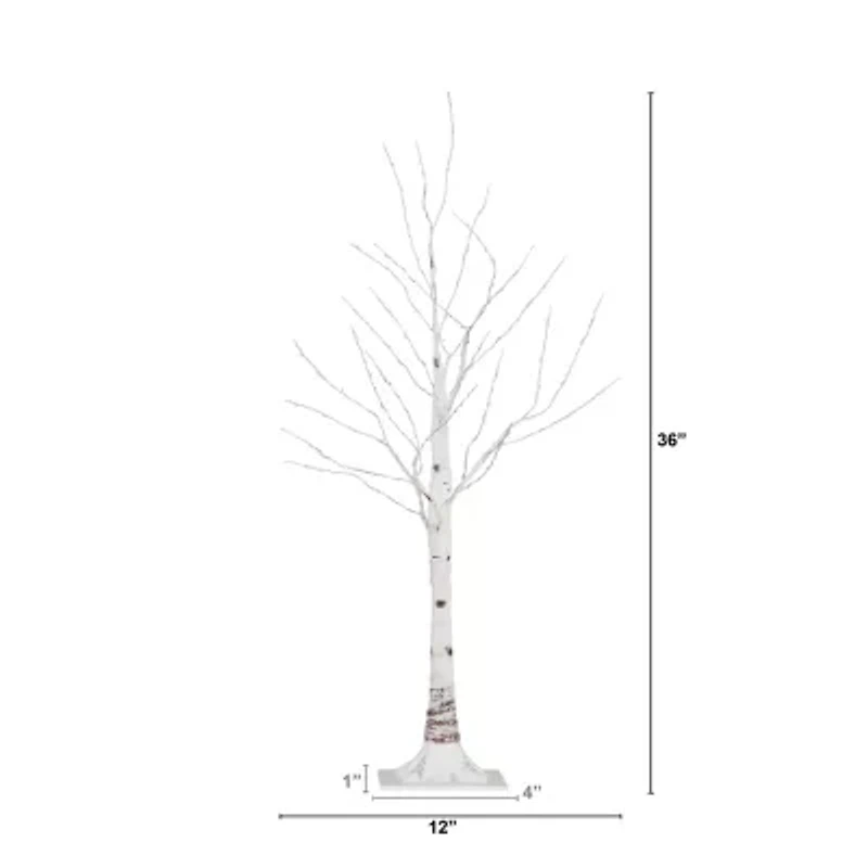 Nearly Natural 3ft Pre-Lit Artificial White Birch With 120 Warm White Led Lights 3 Foot Pre-Lit Birch Christmas Tree