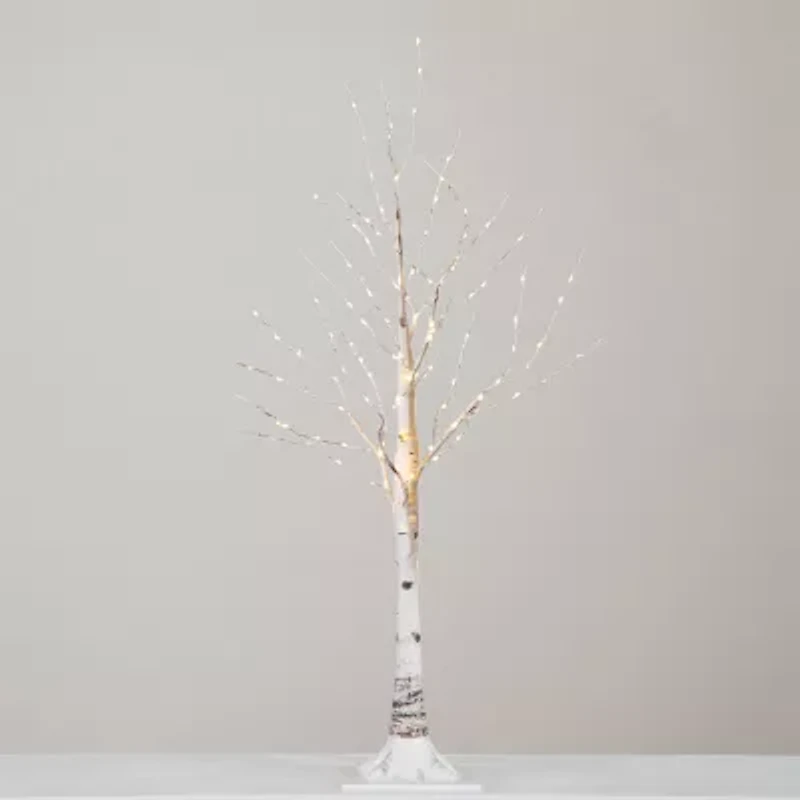 Nearly Natural 3ft Pre-Lit Artificial White Birch With 120 Warm White Led Lights 3 Foot Pre-Lit Birch Christmas Tree