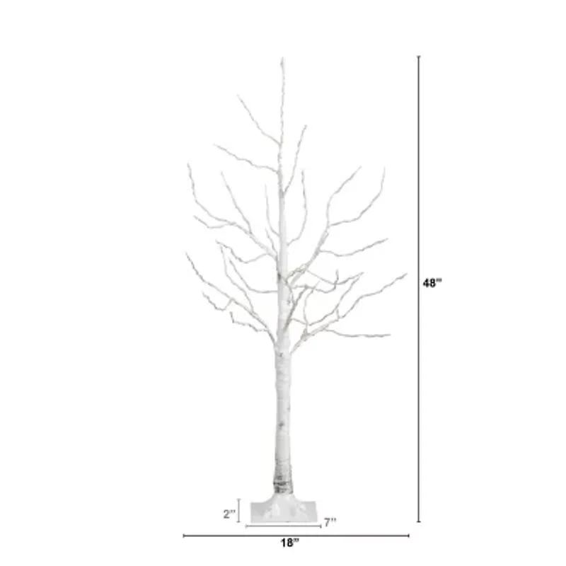 Nearly Natural 4ft Pre-Lit Artificial White Birch With 180 Warm White Led Lights 4 Foot Pre-Lit Birch Christmas Tree
