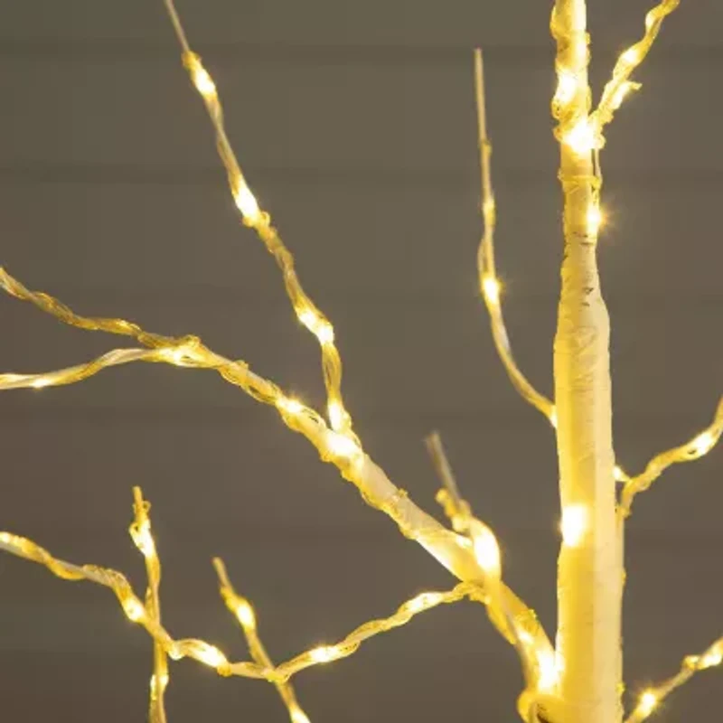 Nearly Natural 4ft Pre-Lit Artificial White Birch With 180 Warm White Led Lights 4 Foot Pre-Lit Birch Christmas Tree
