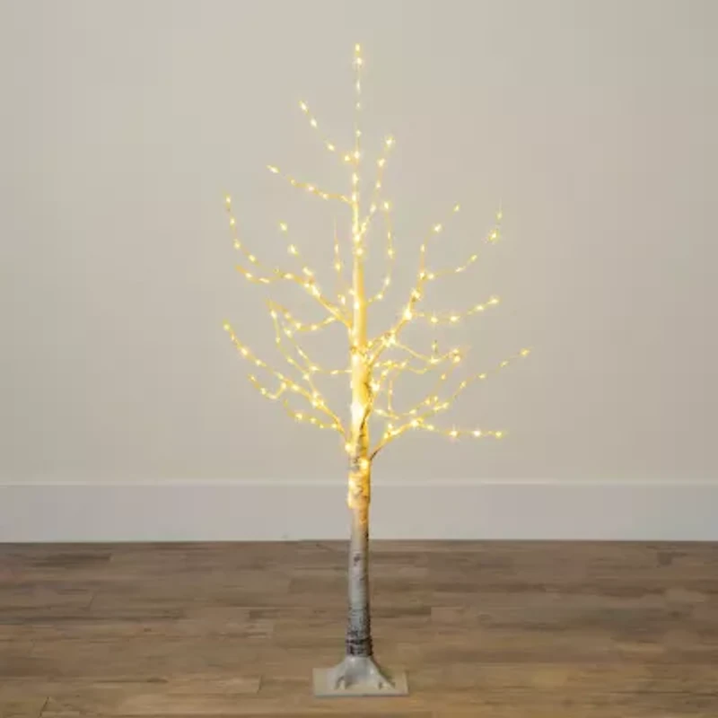 Nearly Natural 4ft Pre-Lit Artificial White Birch With 180 Warm White Led Lights 4 Foot Pre-Lit Birch Christmas Tree