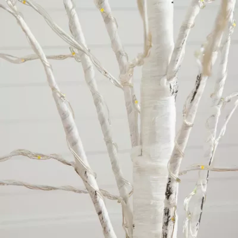 Nearly Natural 5ft Pre-Lit Artificial White Birch With 240 Warm White Led Lights 5 Foot Pre-Lit Birch Christmas Tree