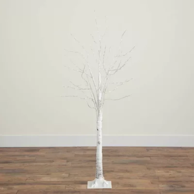 Nearly Natural 5ft Pre-Lit Artificial White Birch With 240 Warm White Led Lights 5 Foot Pre-Lit Birch Christmas Tree