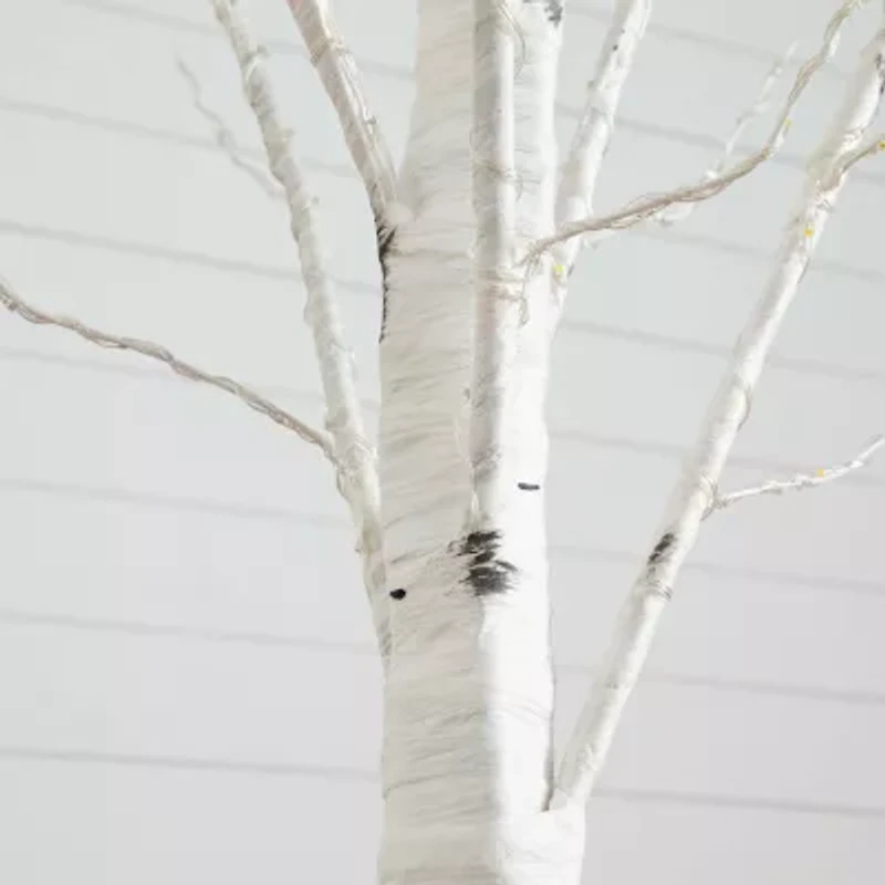 Nearly Natural 7ft Pre-Lit Artificial White Birch With 400 Warm White Led Lights 7 Foot Pre-Lit Birch Christmas Tree