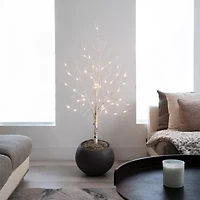 Nearly Natural Pre-Lit Artificial White Birch With White Led Lights Foot Pre-Lit Birch Christmas Tree