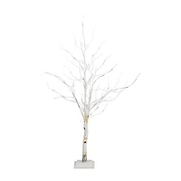 Nearly Natural Pre-Lit Artificial White Birch With White Led Lights Foot Pre-Lit Birch Christmas Tree