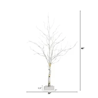 Nearly Natural Pre-Lit Artificial White Birch  With 51 White Led Lights 4 Foot Pre-Lit Birch Christmas Tree