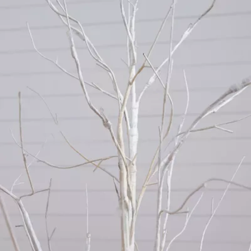 Nearly Natural Pre-Lit Artificial White Birch With White Led Lights Foot Pre-Lit Birch Christmas Tree