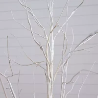 Nearly Natural Pre-Lit Artificial White Birch With White Led Lights Foot Pre-Lit Birch Christmas Tree