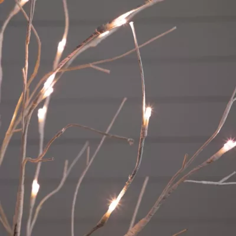 Nearly Natural Pre-Lit Artificial White Birch With White Led Lights Foot Pre-Lit Birch Christmas Tree