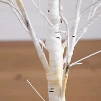 Nearly Natural Pre-Lit Artificial White Birch  With 51 White Led Lights 4 Foot Pre-Lit Birch Christmas Tree