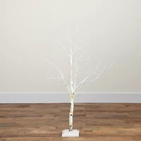 Nearly Natural Pre-Lit Artificial White Birch With White Led Lights Foot Pre-Lit Birch Christmas Tree