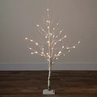 Nearly Natural Pre-Lit Artificial White Birch With White Led Lights Foot Pre-Lit Birch Christmas Tree