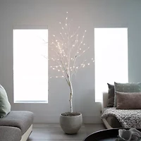 Nearly Natural Pre-Lit Artificial White Birch  With 90 White Led Lights 6 Foot Pre-Lit Birch Christmas Tree