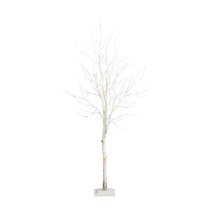 Nearly Natural Pre-Lit Artificial White Birch With 90 White Led Lights 6 Foot Pre-Lit Birch Christmas Tree