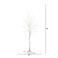 Nearly Natural Pre-Lit Artificial White Birch  With 90 White Led Lights 6 Foot Pre-Lit Birch Christmas Tree