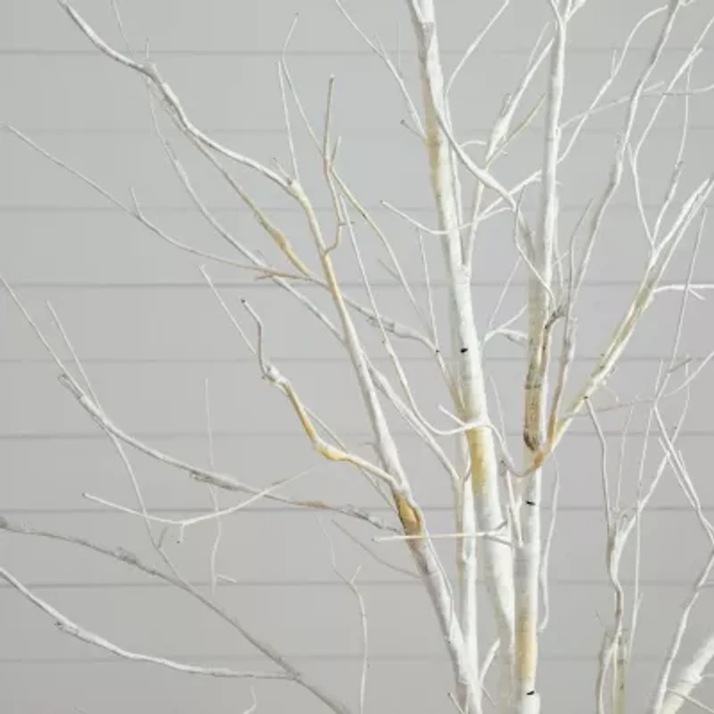 Nearly Natural Pre-Lit Artificial White Birch  With 90 White Led Lights 6 Foot Pre-Lit Birch Christmas Tree