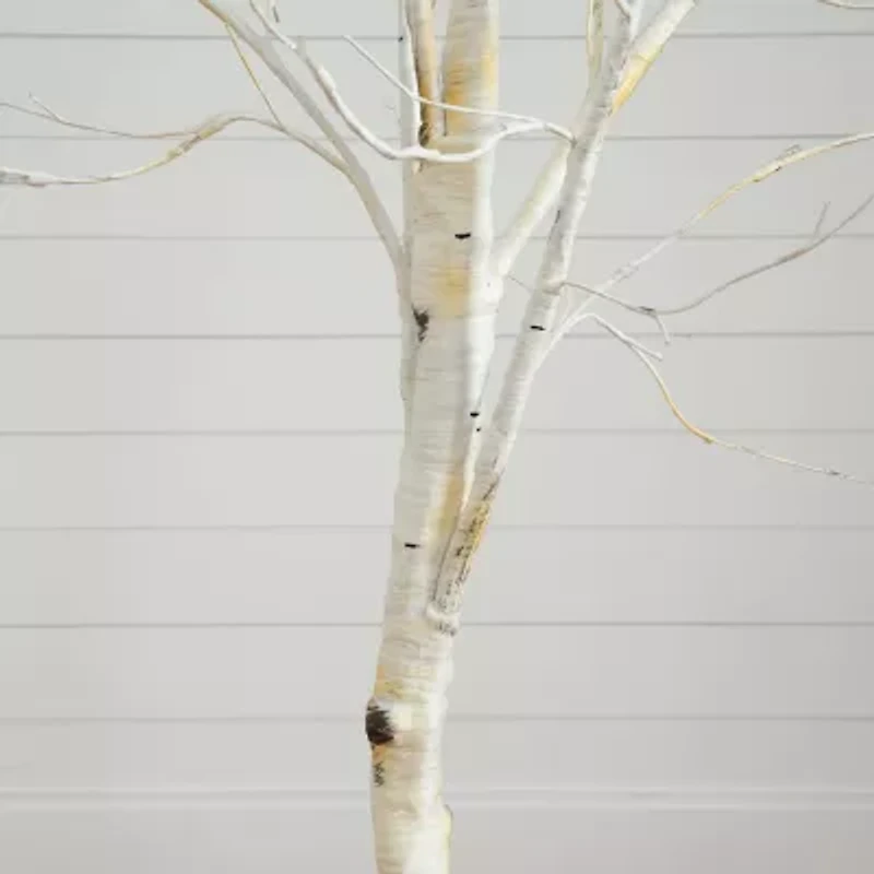 Nearly Natural Pre-Lit Artificial White Birch  With 90 White Led Lights 6 Foot Pre-Lit Birch Christmas Tree