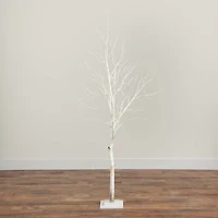 Nearly Natural Pre-Lit Artificial White Birch  With 90 White Led Lights 6 Foot Pre-Lit Birch Christmas Tree