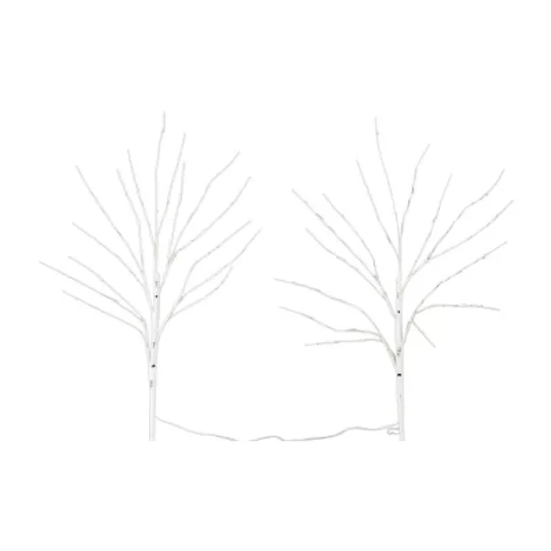 Nearly Natural 24in Pre-Lit Artificial White Birch Branches With 80 Warm White Led Lights 2 Foot Pre-Lit Birch Christmas Tree