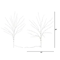 Nearly Natural 24in Pre-Lit Artificial White Birch Branches With 80 Warm White Led Lights 2 Foot Pre-Lit Birch Christmas Tree