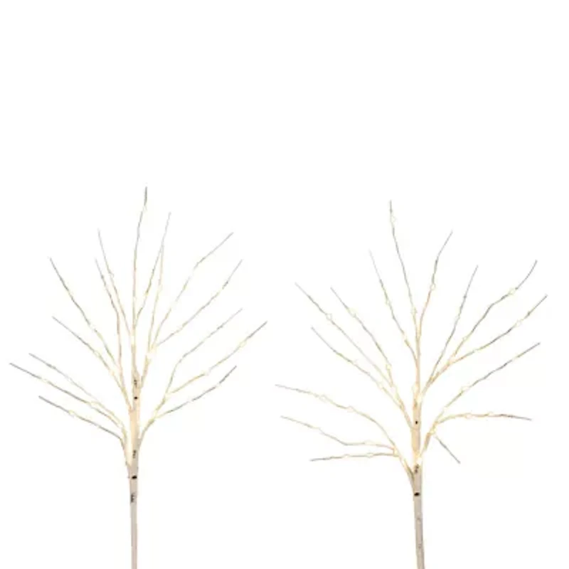 Nearly Natural 24in Pre-Lit Artificial White Birch Branches With 80 Warm White Led Lights 2 Foot Pre-Lit Birch Christmas Tree