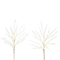 Nearly Natural 24in Pre-Lit Artificial White Birch Branches With 80 Warm White Led Lights 2 Foot Pre-Lit Birch Christmas Tree