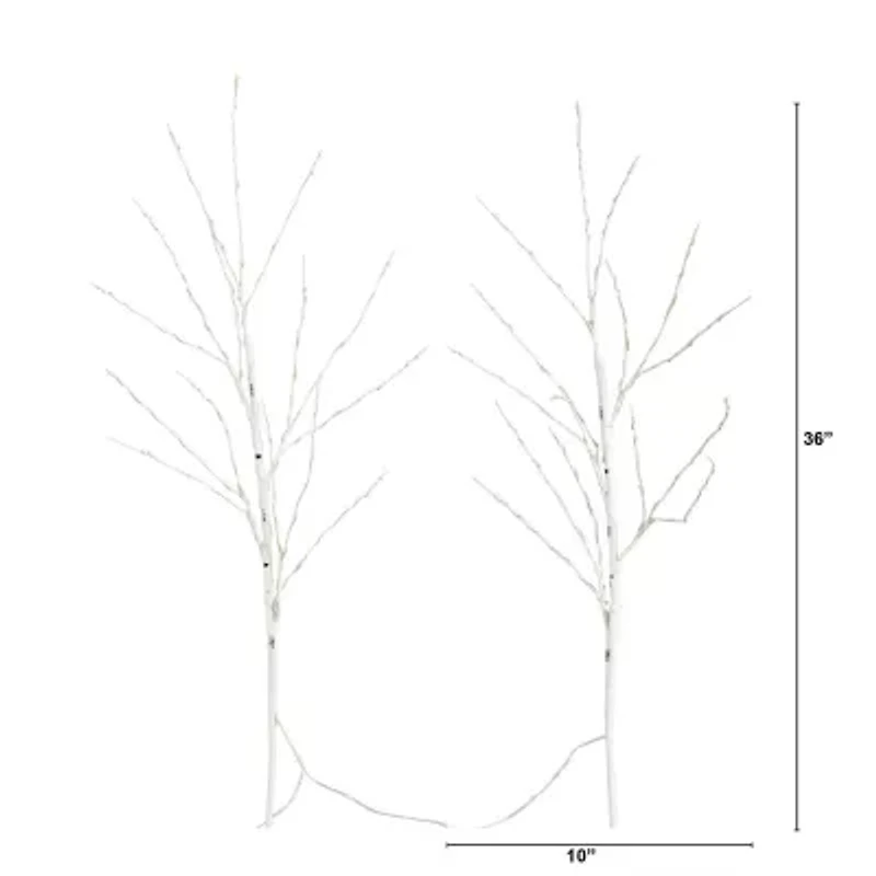 Nearly Natural 36in Pre-Lit Artificial White Birch Branches With 150 Warm White Led Lights 3 Foot Pre-Lit Birch Christmas Tree