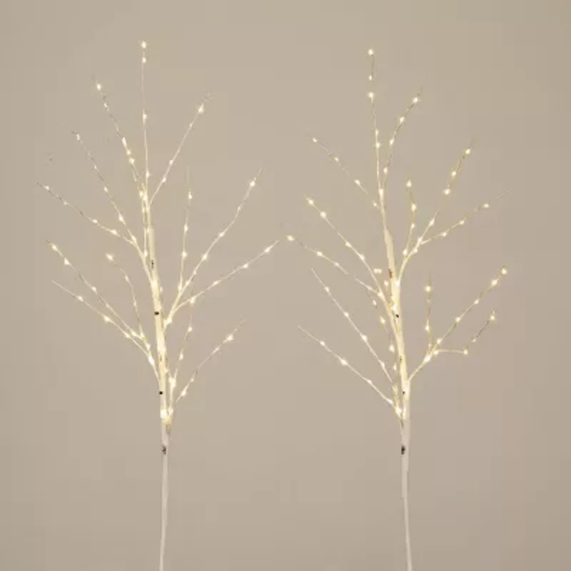 Nearly Natural 36in Pre-Lit Artificial White Birch Branches With 150 Warm White Led Lights 3 Foot Pre-Lit Birch Christmas Tree
