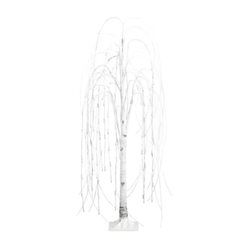 Nearly Natural Pre-Lit Artificial White Weeping Willow With Warm White Led Lights Foot Pre-Lit Willow Christmas Tree