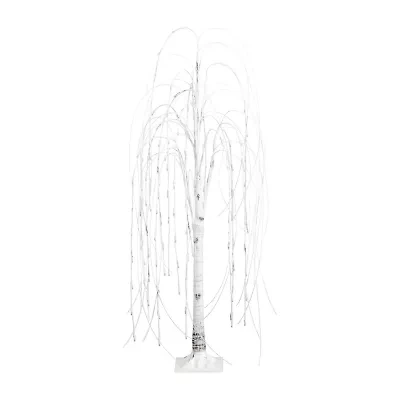 Nearly Natural Pre-Lit Artificial White Weeping Willow  With 120 Warm White Led Lights 4 Foot Pre-Lit Willow Christmas Tree