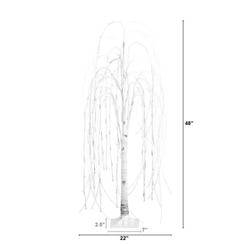 Nearly Natural Pre-Lit Artificial White Weeping Willow With Warm White Led Lights Foot Pre-Lit Willow Christmas Tree