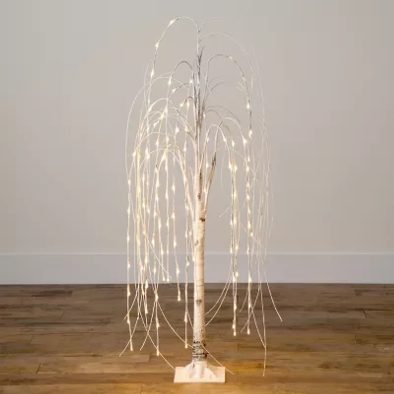 Nearly Natural Pre-Lit Artificial White Weeping Willow With Warm White Led Lights Foot Pre-Lit Willow Christmas Tree