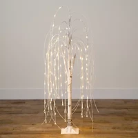 Nearly Natural Pre-Lit Artificial White Weeping Willow With Warm White Led Lights Foot Pre-Lit Willow Christmas Tree
