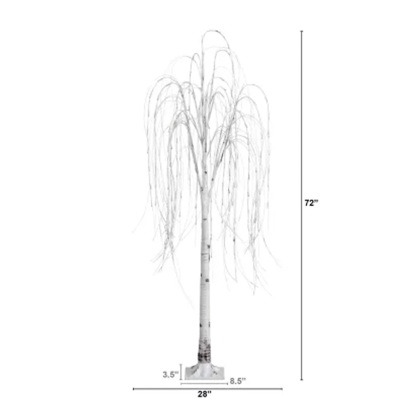 Nearly Natural Pre-Lit Artificial Weeping Willow  With 160 Warm White Led Lights 6 Foot Pre-Lit Willow Christmas Tree