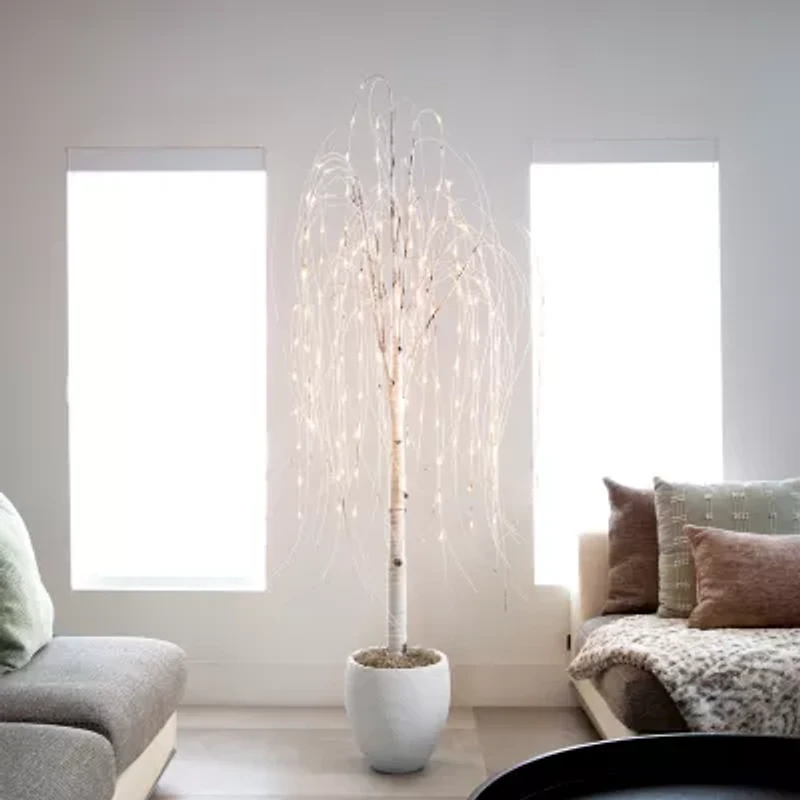 Nearly Natural Pre-Lit Artificial Weeping Willow  With 160 Warm White Led Lights 6 Foot Pre-Lit Willow Christmas Tree