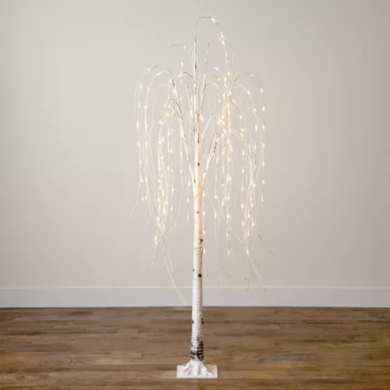 Nearly Natural Pre-Lit Artificial Weeping Willow  With 160 Warm White Led Lights 6 Foot Pre-Lit Willow Christmas Tree