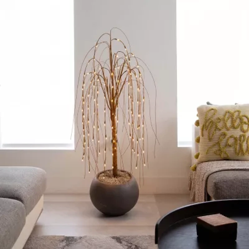 Nearly Natural 4ft Pre-Lit Artificial Willow  With 120 Warm White Led Lights 4 Foot Pre-Lit Willow Christmas Tree