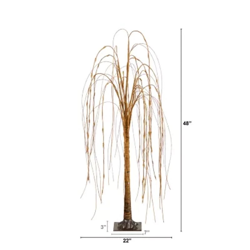 Nearly Natural 4ft Pre-Lit Artificial Willow  With 120 Warm White Led Lights 4 Foot Pre-Lit Willow Christmas Tree