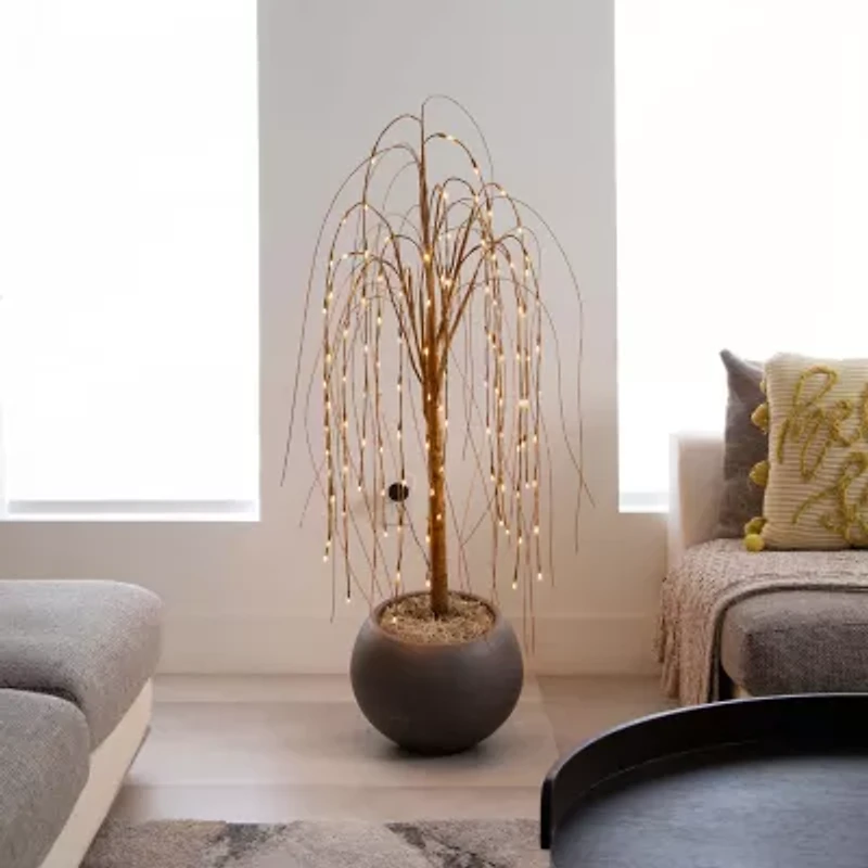 Nearly Natural 6ft Pre-Lit Artificial Willow  With 160 Warm White Led Lights 6 Foot Pre-Lit Willow Christmas Tree