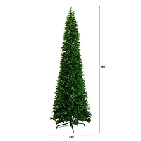 Nearly Natural Artificial Slim Green Mountain Pine  With 1600 Warm White Led Lights And 4660 Branches 14 Feet Pre-Lit Pine Christmas Tree
