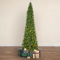 Nearly Natural 15ft Artificial Slim Green Mountain Pine  With 1900 Warm White Led Lights And 5460 Branches Pre-Lit Pine Christmas Tree