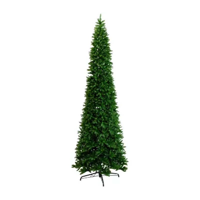Nearly Natural 15ft Artificial Slim Green Mountain Pine With 1900 Warm White Led Lights And 5460 Branches Pre-Lit Pine Christmas Tree