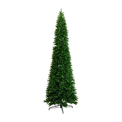 Nearly Natural 15ft Artificial Slim Green Mountain Pine  With 1900 Warm White Led Lights And 5460 Branches Pre-Lit Pine Christmas Tree
