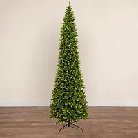 Nearly Natural 15ft Artificial Slim Green Mountain Pine  With 1900 Warm White Led Lights And 5460 Branches Pre-Lit Pine Christmas Tree