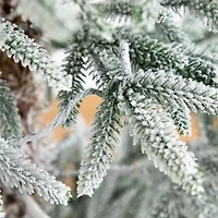 Nearly Natural Pre-Lit Artificial Flocked Woodland Fir  With 150 Warm White Led Lights 6 Foot Pre-Lit Flocked Fir Christmas Tree
